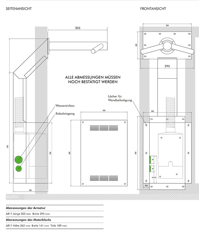 Montageskizze Dyson Tap Wandmontage AB11